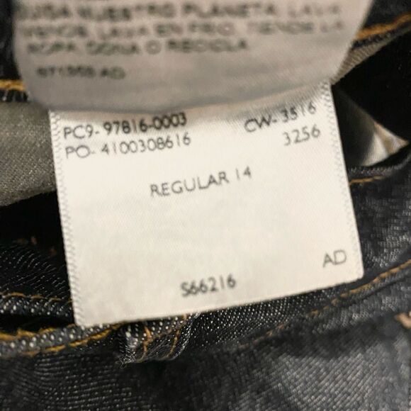 Boys Levi’s slim straight adjustable waist dark blue wash denim jeans. Size 14 R - Picture 5 of 9